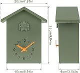 Eummy Green Minimalist Cuckoo Wall Clock Battery Powered Birdhouse Pendulum view 4
