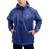 Men's Waterproof Hooded Rain Jacket Running Cycling Hiking Gear Windbreaker Lightweight Packable Raincoat