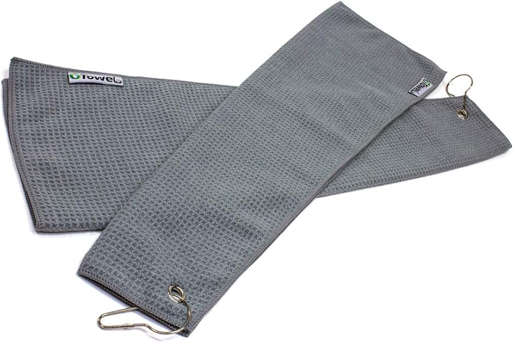 Clothlete Hook & Grommet Microfiber Golf Bag Towel 2 Pack (Gray): Clothing