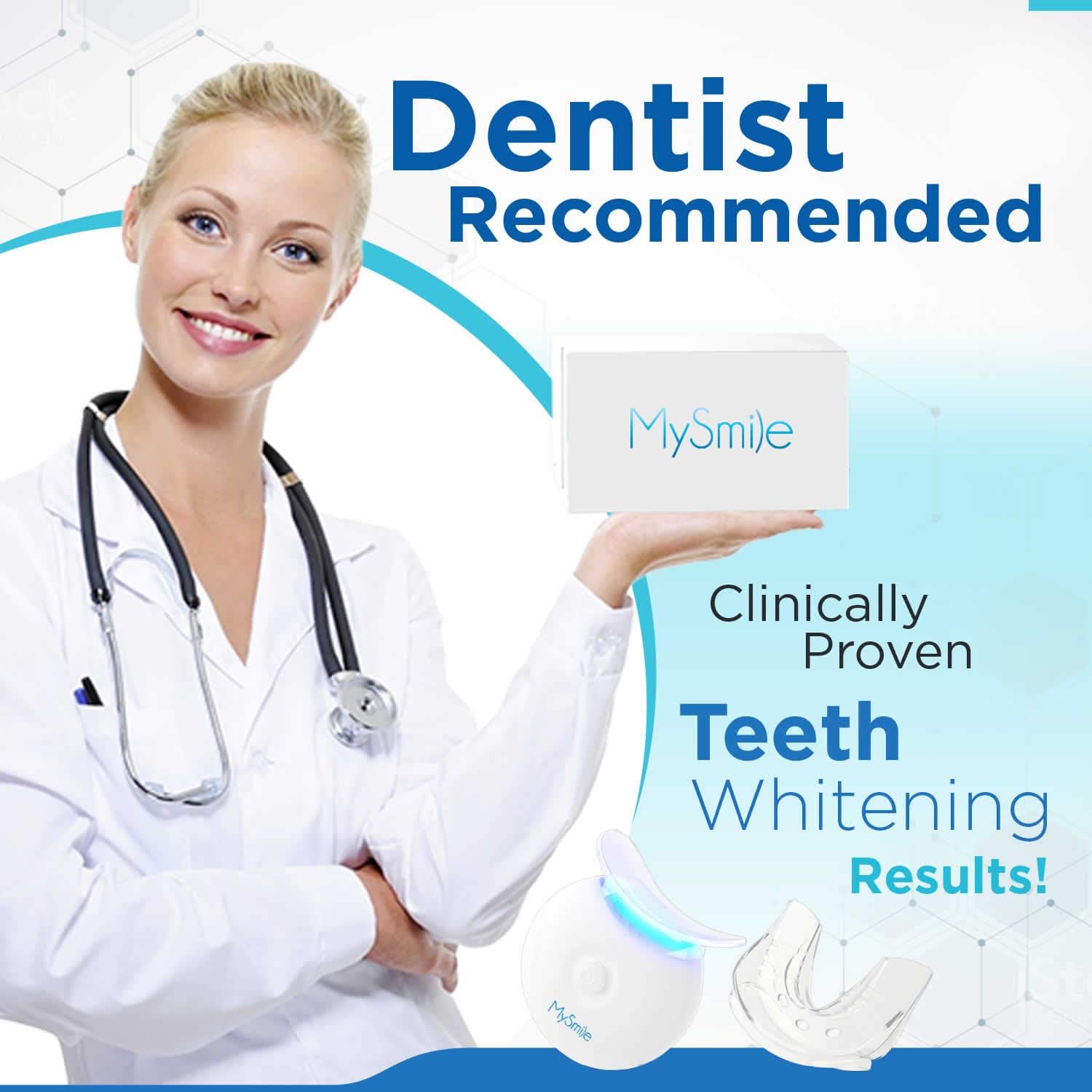 MySmile Teeth Whitening Kit with LED Light, 3 Non-Sensitive Teeth Whitening Gel and Tray, Deluxe 10 Min Fast-Result Carbamide Peroxide Teeth Whitener, help Remove Teeth Stain from coffee, drinks, food: Health & Personal Care