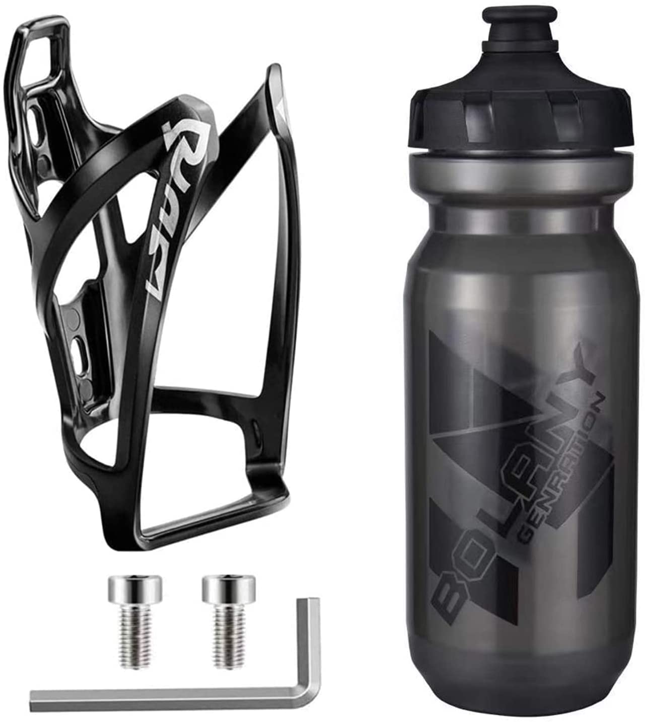 OSIGEI Bike Bottle Holder Set Bike Bike Water Bottle Cage with 21oz/600ML Bottle Bicycle Water Bottle Cage Holders with Screws Premium BPA Free Leakproof Sports Bottle for Road Bike and Mountain Bike
