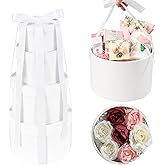 ROSEGLD Round Gift Boxes with Lids Set of 4, Luxury Gift Boxes with Ribbons Assorted Sizes, Nesting Gifts Boxes for Flowers Arrangements, Bridesmaid, Proposal, Wedding, Birthday, Party (Matte White)
