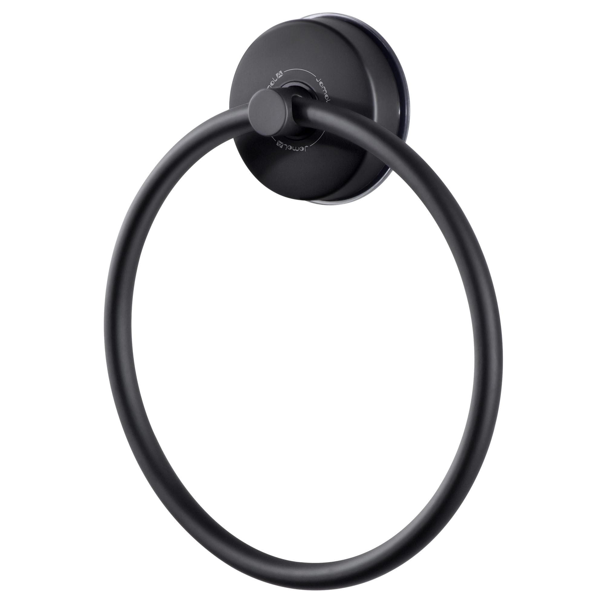 JOMOLA Towel Ring Suction Hand Towel Holder Black Suction Towel Rail for Bathroom Stainless Steel Suction Cup Round Towel Ring for Kitchen, Bath Matte Black