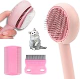 FurCare Flea Comb Set for Cats Dogs 7 Pieces Pink Stainless Steel Teeth