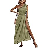 IFFEI Summer Dresses for Women 2026 Boho One Shoulder Maxi Dress Casual Sleeveless Flowy Split Beach Long Dress