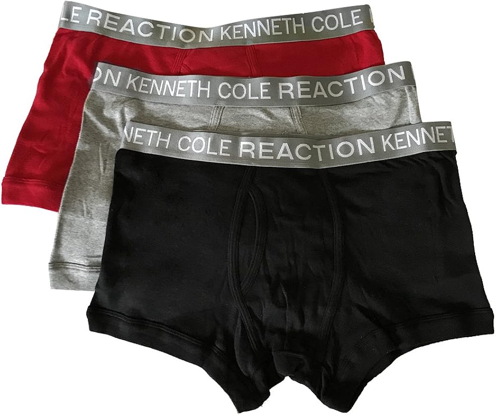 Cole REACTION Mens 3Pack Trunk Black/Red/Grey Boxer Briefs LG