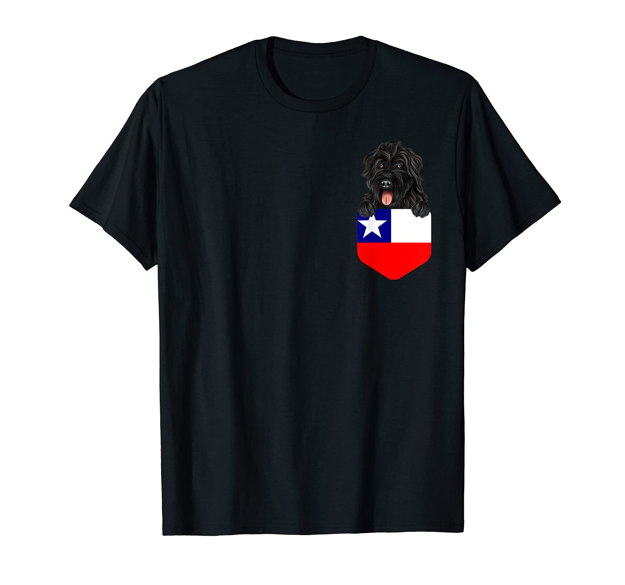 Chile Flag Bouvier des Flandres Dog In Pocket T-Shirt