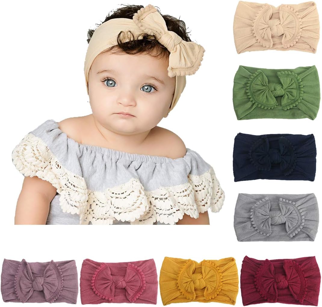 Joyfeel's Store Baby Headbands Turban Knotted Girls Hairband Super Soft and Stretchy Hair Wrap for Newborn Toddle Childrens (Pack of 8#9)