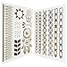 Inifty Temporary Tattoos Body Art Stickers Waterproof Shiny Jewelry High Gloss Shimmer Designs in Gold, Silver, Black & Blue Turquoise (10 Sheets, Gold & Silver)