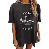 Wukreran Oversized Tops for Women Short Sleeve Shirts Dressy Casual Plus Size Cute Graphic Tees Summer Loose Fit T-Shirts