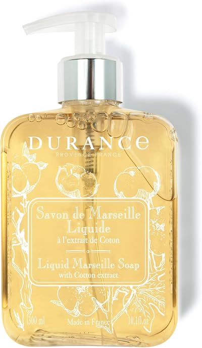 Durance Liquid Marseille Soap Cotton Extract 300ml Paraben Free Vegan Hand Wash