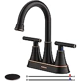 Bathroom Faucets for Sink 3 Hole, Hurran 4 inch Oil Rubbed Bronze Bathroom Sink Faucet with Pop-up Drain and Supply Hoses, Stainless Steel Lead-Free Centerset Faucets for Vanity RV