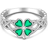 Shamrock Ring Celtic Ring St Patrick's Day Clover Shamrock Rings for Women Four Leaf Clover Jewelry Sterling Silver Irish Gifts