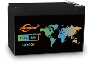 jsdsolar 12V 6Ah LiFePO4 Deep Cycle Battery Lithium Iron Phosphate Battery for UPS, Lighting, Power Wheels, and More 4000+ Cycles, Built-in 15A BMS