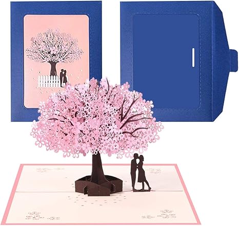 2 Pcs 3d Card Pop Up Wedding Anniversary Cards Romantic Valentines Day Wedding Greeting Card Birthday Mothers Day Graduation Cherry Blossom Tree Cards With Envelope Gift For Wife Husband Girlfriend Amazon Co Uk Kitchen