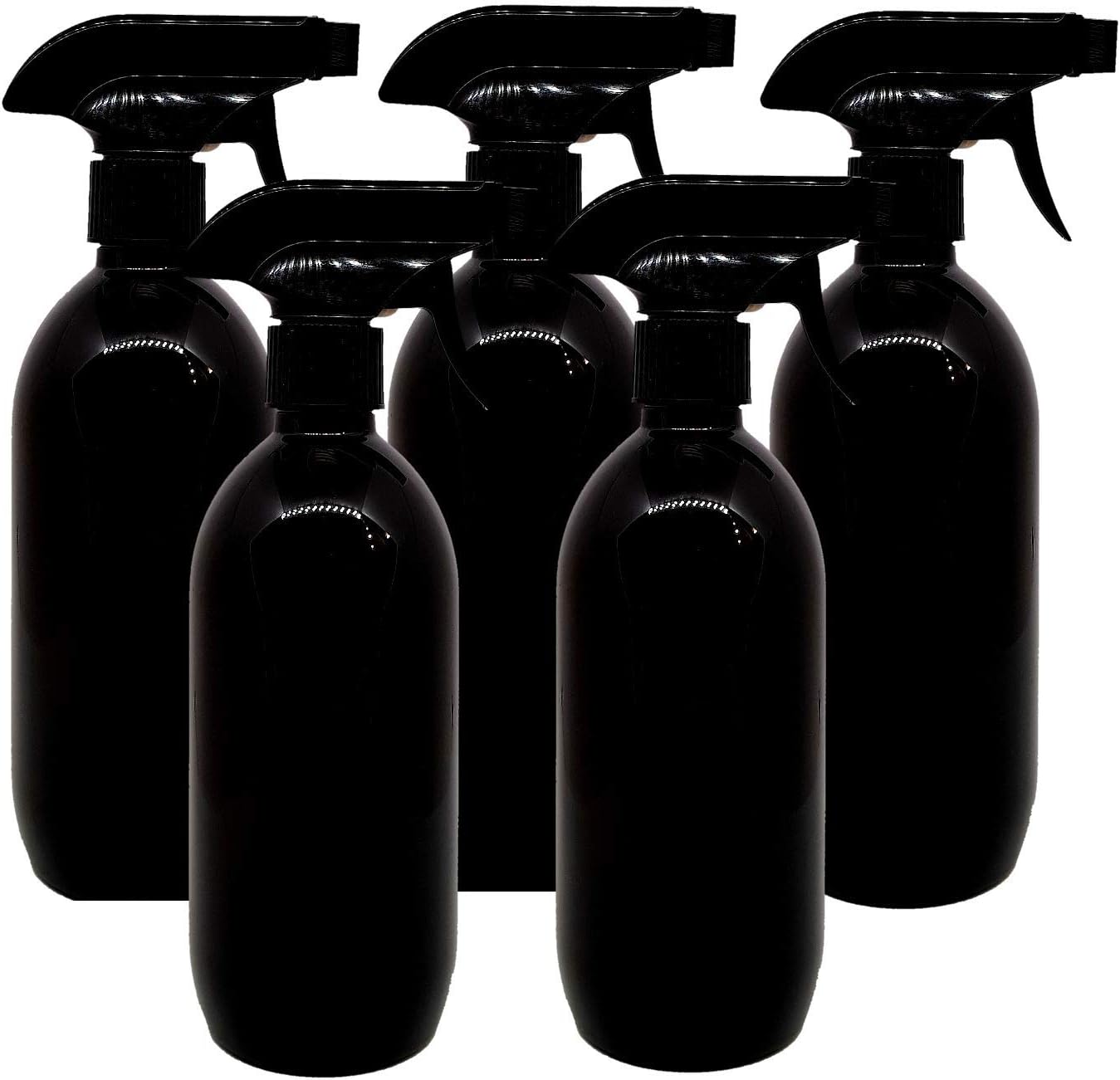 DetailedOnline 5x 500ml Empty Plastic Gloss Black Trigger Bottle Car Cleaning Spray Pet Beauty