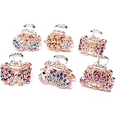 6 PCS Women Lady Alloy Rhinestone No-Slip Mini Hair Claw Small Bang Jaw Clip Hair Clamp Hair Grip Hair Pin (A#)