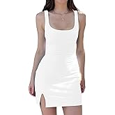 SASIMIC Women's Sexy Sleeveless Bodycon Mini Tank Top Basic Club Slit Dresses