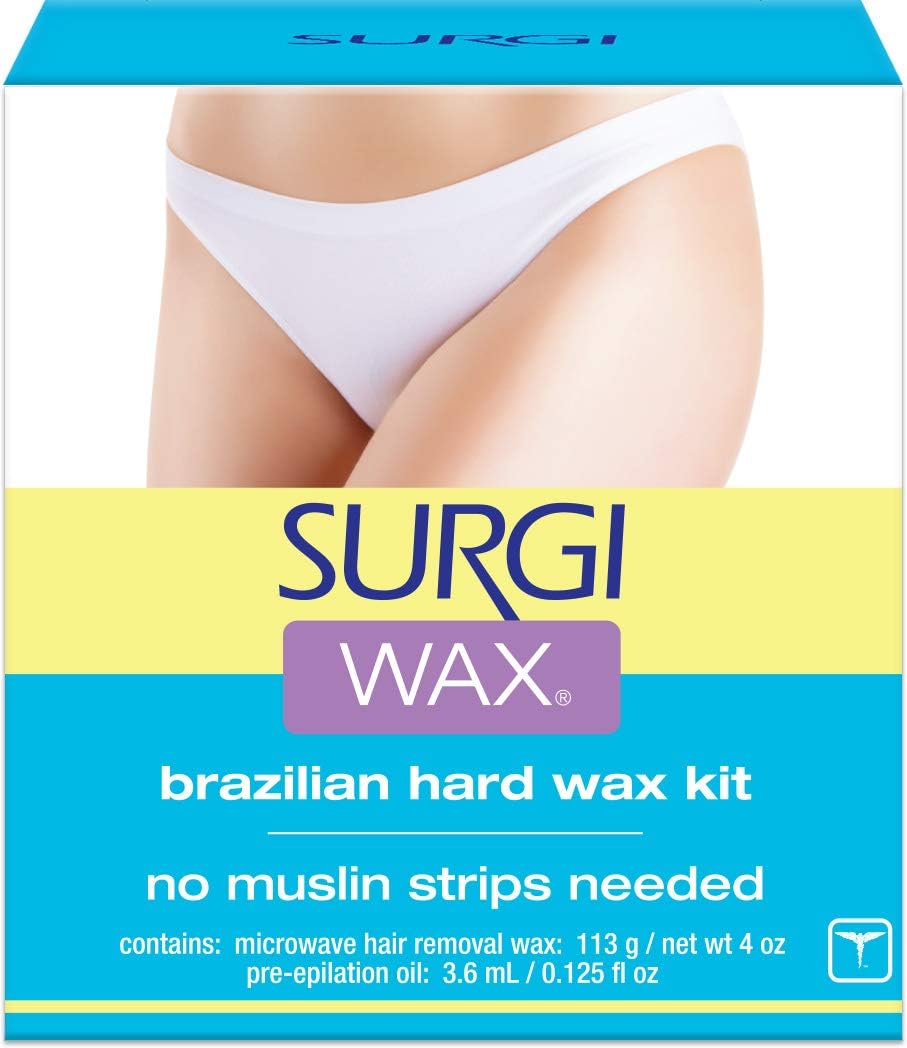Surgi Wax Brazilian Hard Wax for Women - Brazilian & Bikini Hair Removal (113g) with Pre-Elipation Oil
