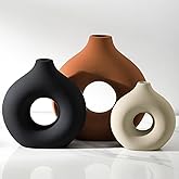 Vanselia Ceramic Vase Home Table Decor - Flower Vases Set of 3 Small Living Room Centerpiece Decorations for Shelf Bedroom Office Kitchen Dining Desk Modern Aesthetic Farmhouse Decorative (Rust)