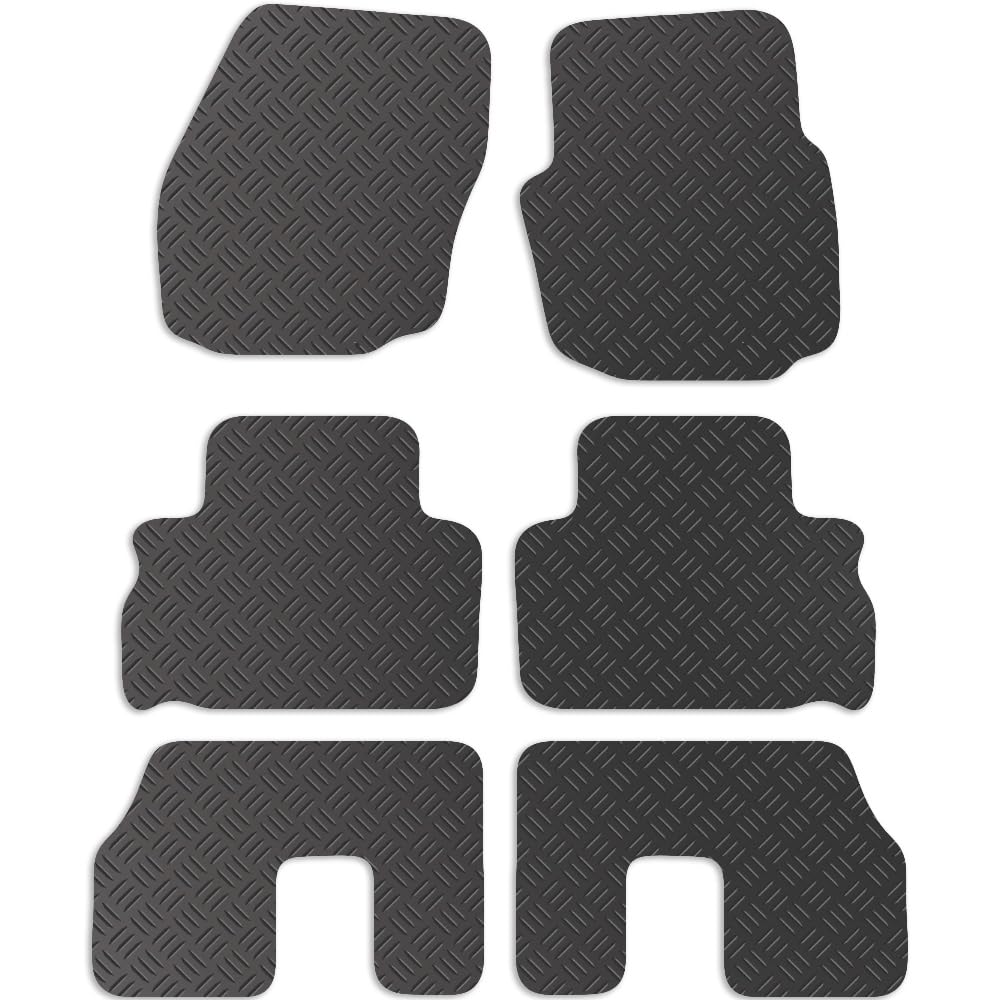 Carsio Car Mats 6pc Set For Ford S-Max 7 Seater 2006 to 2010Tailored Fit Rubber Floor Mat Complete Accessory Black Custom Fitted - Anti-Slip Backing, Heavy Duty & Waterproof