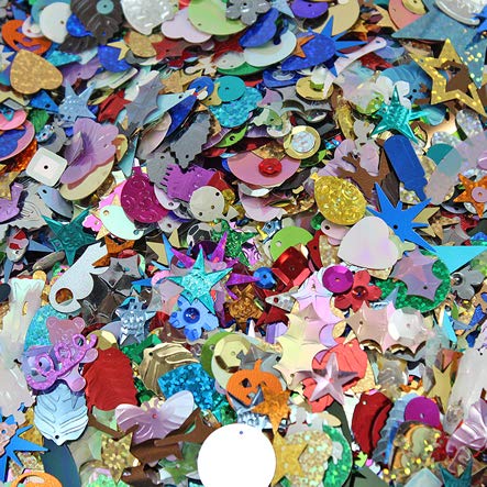 Assorted Sequins & Spangles, Mixed Shiny Colors and Shapes 50 gr