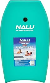 Nalu Bodyboard 33in Teal with Leash Crescent Tail XPE Core Beginner Board view 6