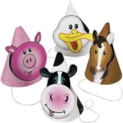 Amazon Com Fx 8 Farm Barnyard Animal Party Hats Approx 6