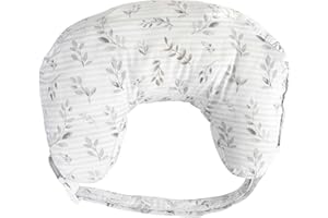 Boppy Nursing Pillow Best Latch, Gray Pennydot Leaf Stripe, Lactation Consultant Created, Firm Contoured and Plush Sides for Breastfeeding Options, Padded Belt, Plus Sized to Petite, Machine Washable