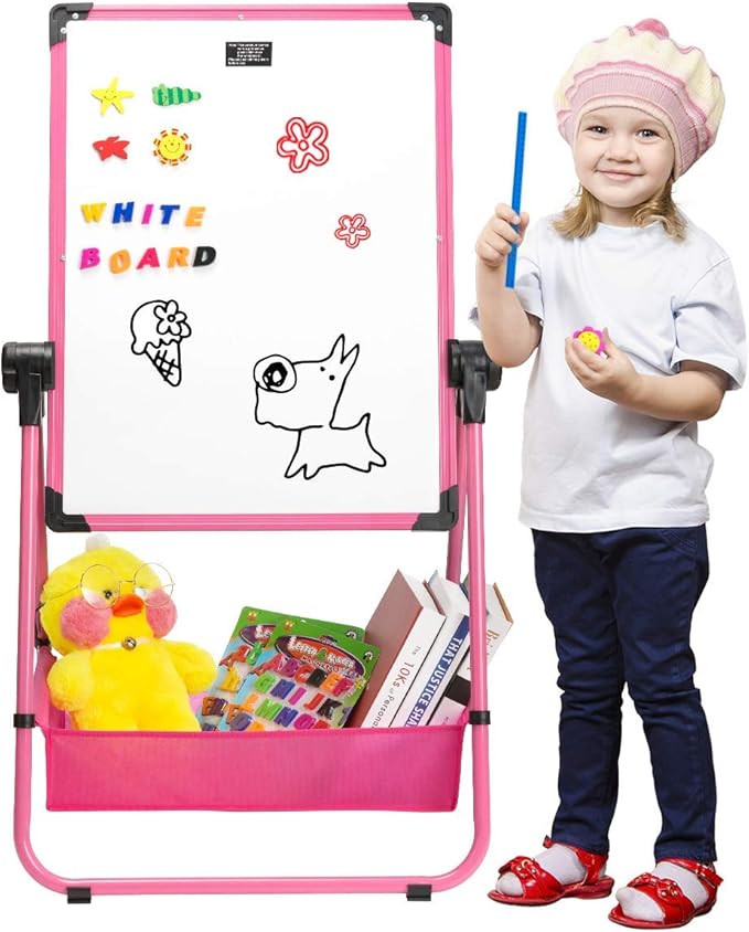 DOEWORKS 24" x 18" UStand Whiteboard/Kids Flip Chart Easel