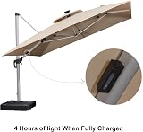 Purple Leaf 3.3m Cantilever Parasol with LED Solar Lights Beige view 6