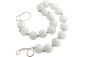 Deco 79 Glass Handmade Round Extra Long Frosted Orb Beaded Garland with Tassel with Knotted Jute Rope, 91" x 3" x 3", Teal