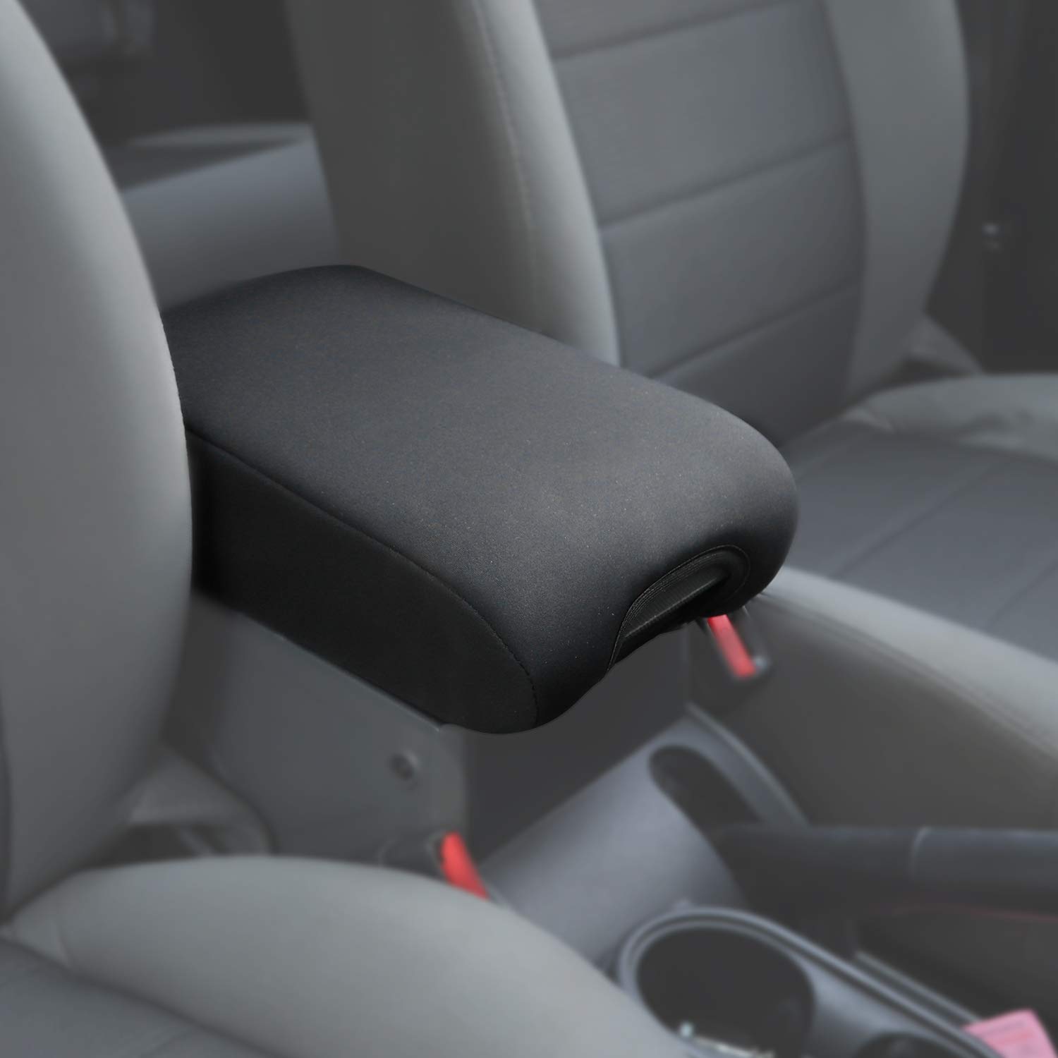 Photo 1 of JeCar Center Console Cover Armrest Pad Cover for 2007-2010 Jeep Wrangler JK JKU Sahara Sport Rubicon X, Black