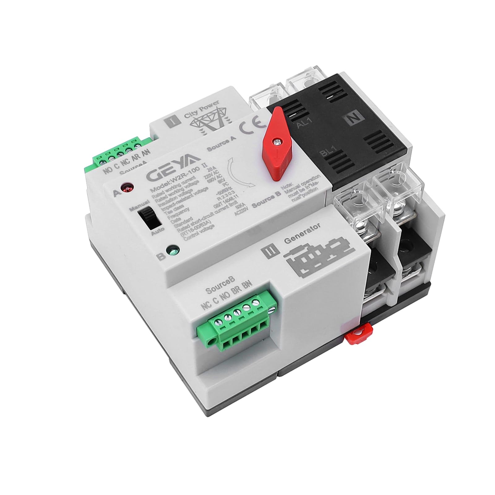 GAEYAELE Mini ATS Automatic Transfer Switch Dual