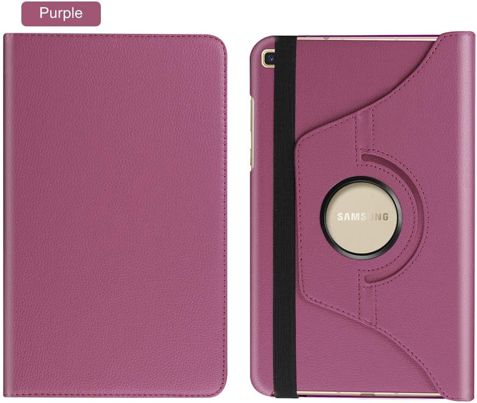 Perfect Technology Galaxy Tab A 8.0 2019 Case (SM-T 290/SM-T295), Premium Leather Rotating Folio Stand Case Cover for Samsung Galaxy Tab A 8.0 2019 Without S Pen (Purple)