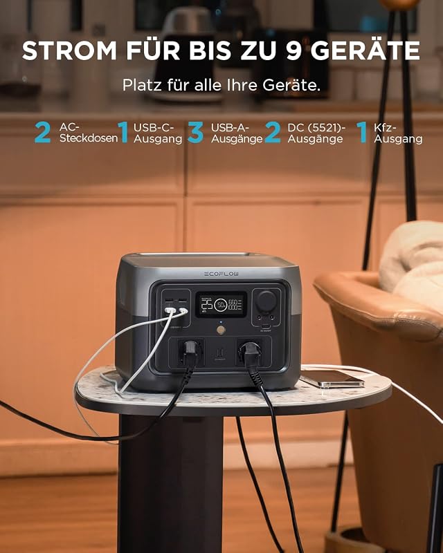 EcoFlow RIVER 2 Max tragbare Powerstation, 512Wh Solargenerator mit LiFeP04