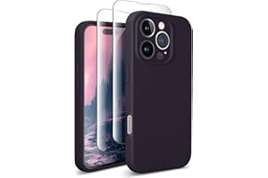 SUW Compatible with iPhone 16 Pro Case, [Compatible with MagSafe] 6.3" Silicone Case with[2 Screen Protectors][Full Camera Protection],Soft Anti-Scratch Microfiber Lining Inside, Dark Purple