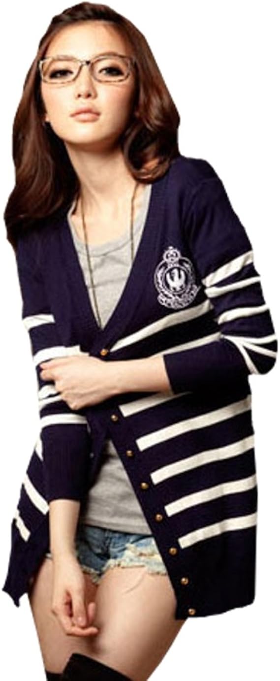 Amazon ヒルズモード Hillsmode カーディガン レディース ボーダー カーデ 秋 冬 ニット セーター ロゴ入り ロングカーディガン ウェア シューズ カーディガン ボレロ 通販
