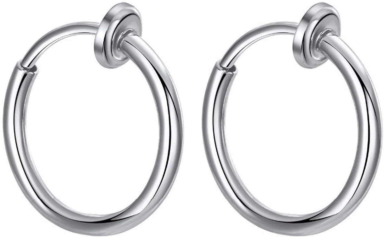 Shopolica Silver Non Pierced Earrings Ear Clip Body Nose Lip Jewellery For Women Mens