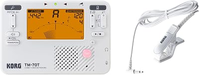 Korg TM70C Metronome Tuner with CM-400 Clip-On Microphone White