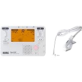 Korg TM-70C Tuner and Metronome w/ Contact Mic, Sound Out Mode, Transpose Mode, and Chromatic Mode - White