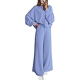 PRETTYGARDEN Women 2 Piece Outfits 2026 Spring Sweatsuits Crewneck Sweatshirt Wide Leg Sweatpants Lounge Sets Tracksuit