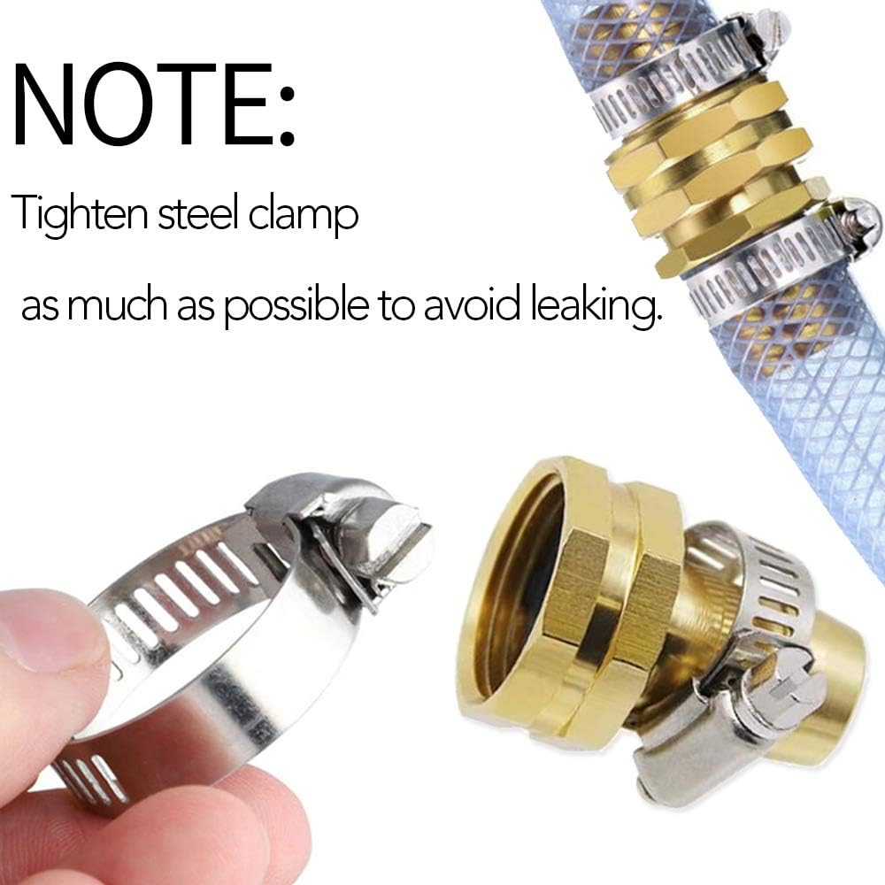 YYinno Hose Connector Garden Hose Repair Kit with Clamps, Garden Hose Fittings for 3/4 & 5/8 Inch Hoses, 3 Male Connectors + 3 Female Connectors + 1 Couplings : Garden & Outdoor