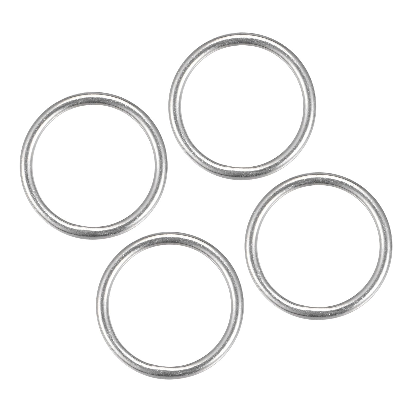 METALLIXITY 316 Stainless Steel O Rings (25x3mm) 4pcs, Welded Round Ring - for Ropes, Hanging Objects