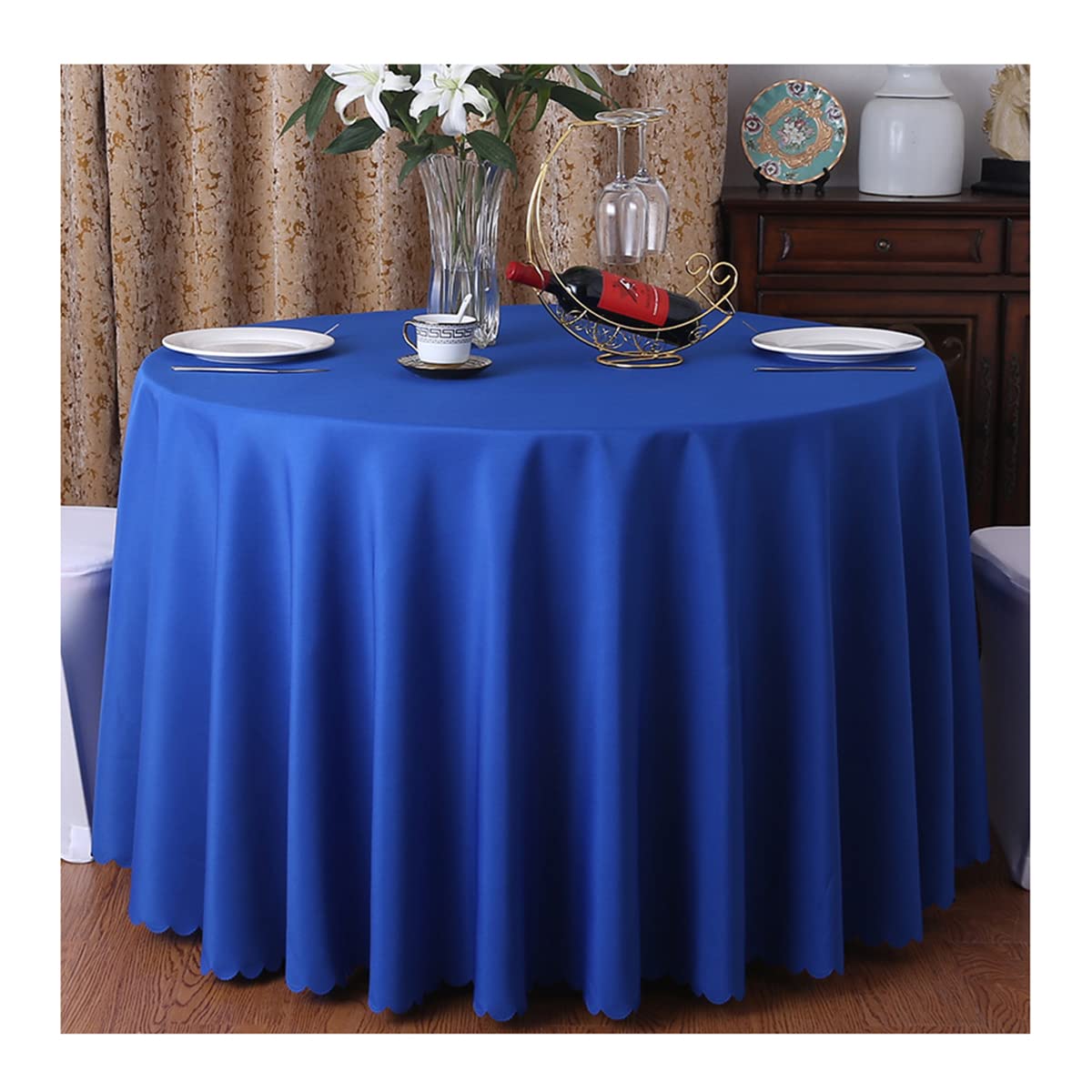 CIEEIN CIEHT Polyester Tablecloths Table cloth Tablecover Table Covers Round Hotels Restaurants Wedding Party Washable Simple Dark Blue B 160cm — image 1