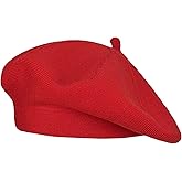 Gllutt Beret Hat French Style Stretchy Knitting Solid Color Both Side Usable