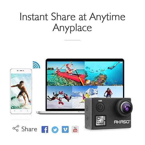AKASO [UPGRADED] V50 Native 4K/30fps 20MP WiFi Action Camera with