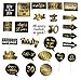 BLUE PANDA 30th Birthday Photo Booth Props - 60-Pack 30th Birthday Props for Him & Her - Black & Gold Dirty 30 Photo Props & Cocktail Favors