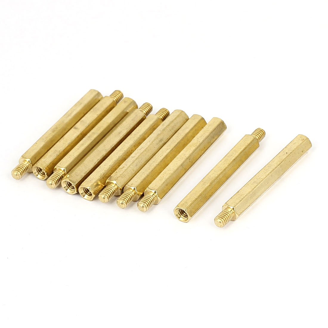 Sourcingmap M4x40+6mm Female/Male Threaded Brass Hex Standoff Pillar Spacer 10pcs