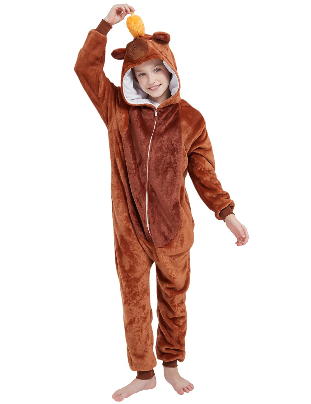 Photo 1 of ABENCA Capybara Onesie Kids Costume Animal Girls One Piece Pajamas Cosplay Halloween Christmas.140